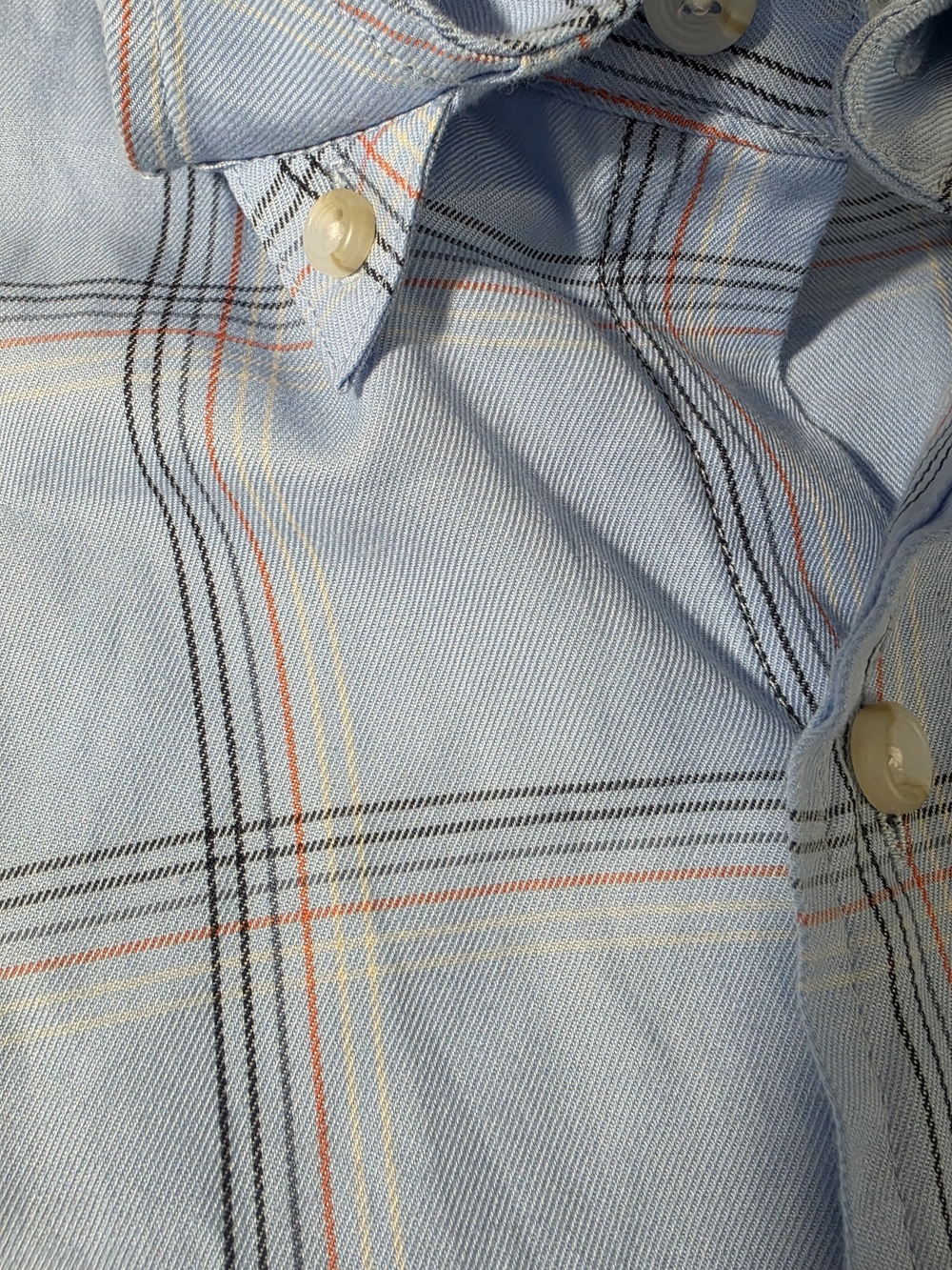 Lucchese Classics Men's Large 100% Cotton Plaid Western Dress Shirt Light Blue - Picture 6 of 10